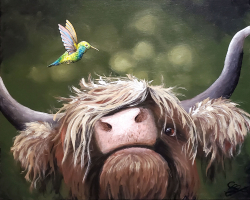 Hummingbird and Highland Cow